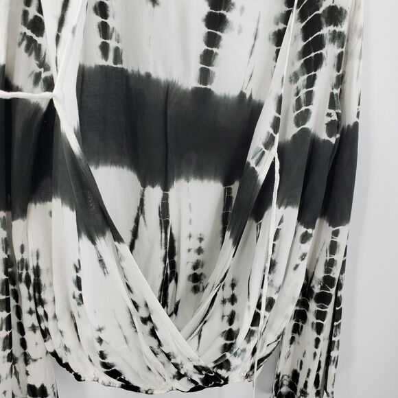 VINTAGE HAVANA womens S black white tie dye rayon boho top - Picture 5 of 7